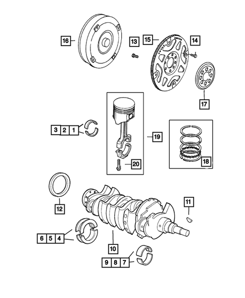 Crankshaft, Piston, and Drive Plate for 2002 Chrysler Voyager #0