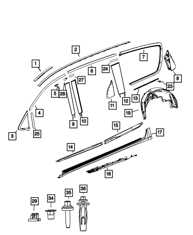 7RG04TZZAA - : Front Door Molding, Right for Mopar Image