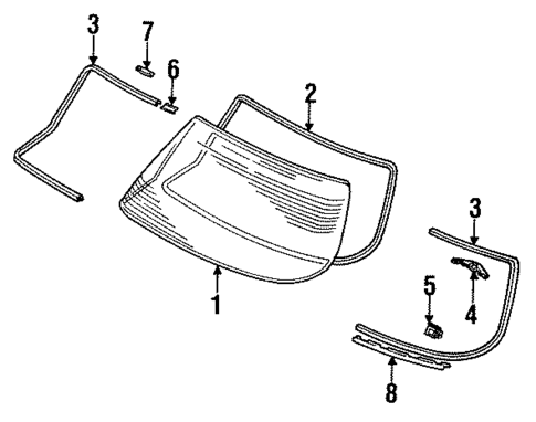 Glass & Hardware - Back for 1992 Acura Vigor #0