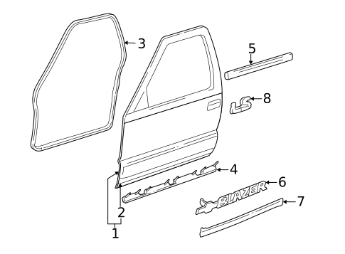 Door & Components for 2000 Oldsmobile Bravada #0