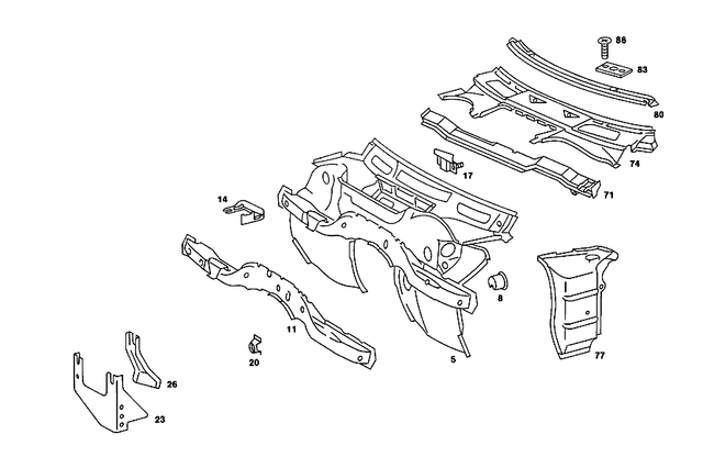 1076202508 - Front Panel: Firewall for Mercedes-Benz Image image