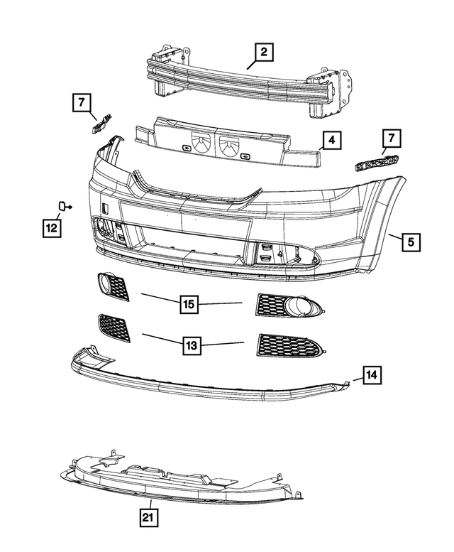 68079840AB - Frame, Bumper and Fascia: Front Energy Absorber for Mopar Image
