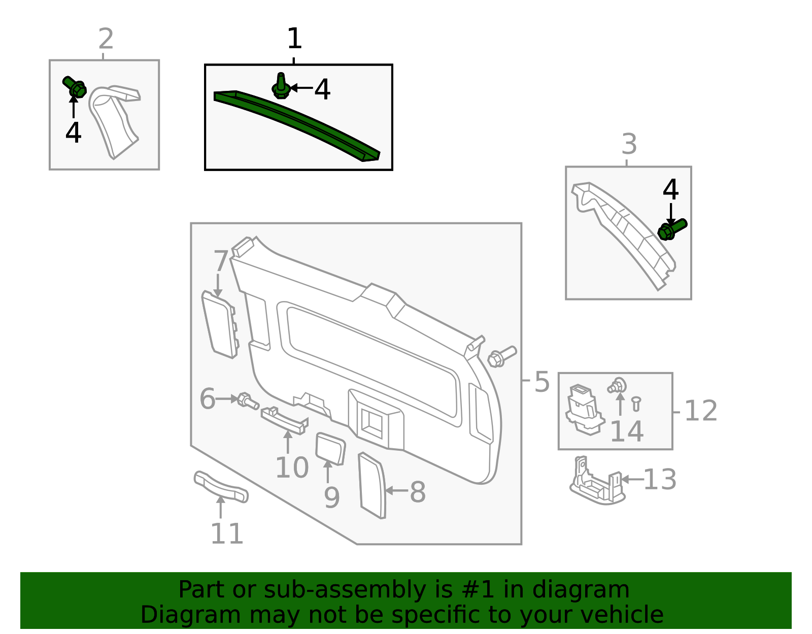 84443-SHJ-A01ZA - Garnish Assembly Tailgate (Upper) *G64L* (Olive ...
