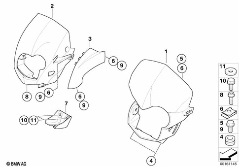 Motorcycle Trim Section, Windshield for 2008 BMW-Motorrad G 650 Xmoto #1