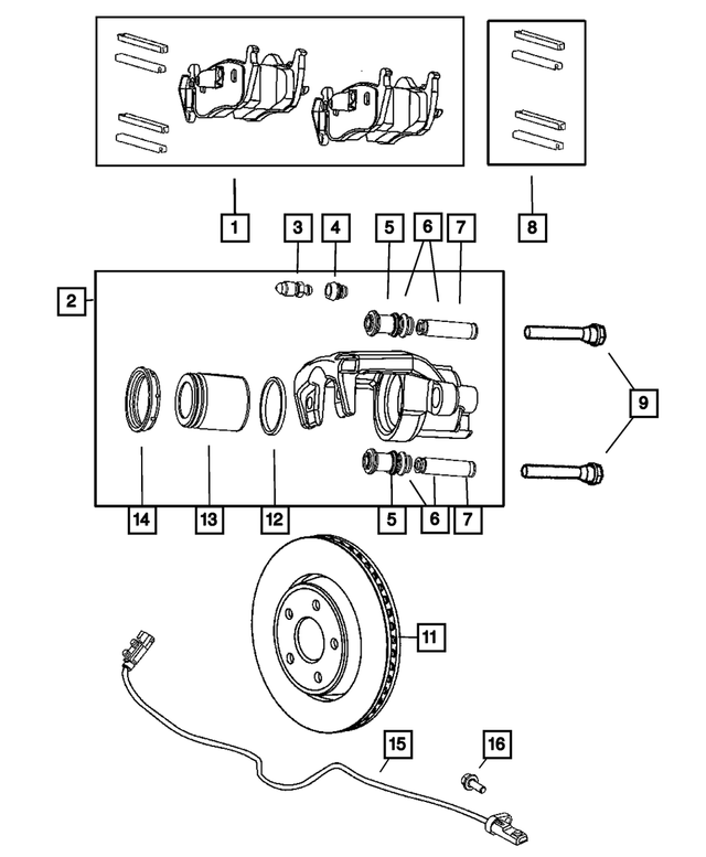 R5143702AC - Service Brakes: Disc Brake Caliper Assembly, Right for Mopar Image