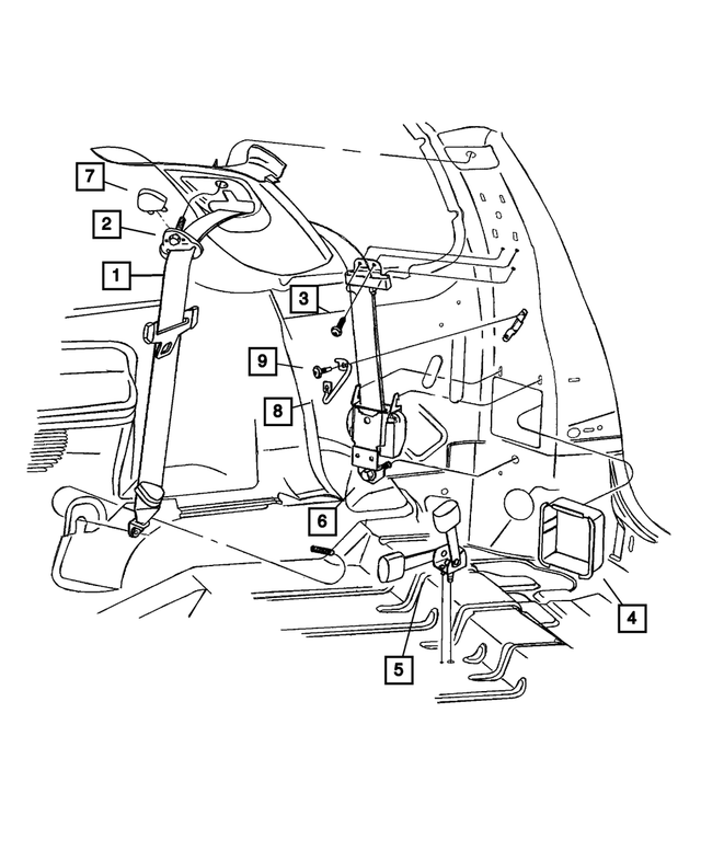 5GY931T5AI - Interior Trim: Rear Outer Seat Belt for Mopar Image