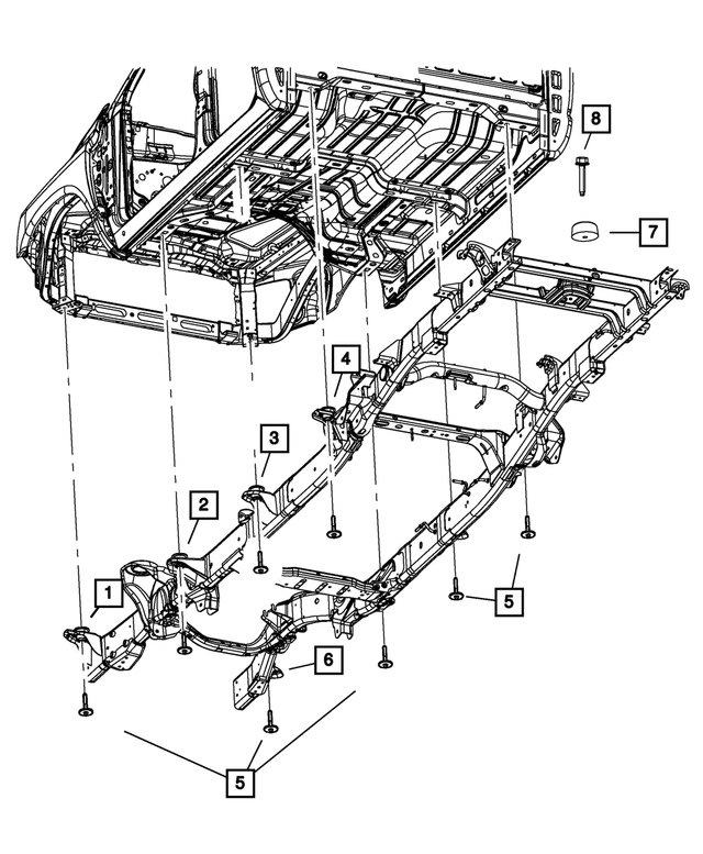 55366480AB - Frame, Bumper and Fascia: Body Hold Down Cushion for Mopar Image