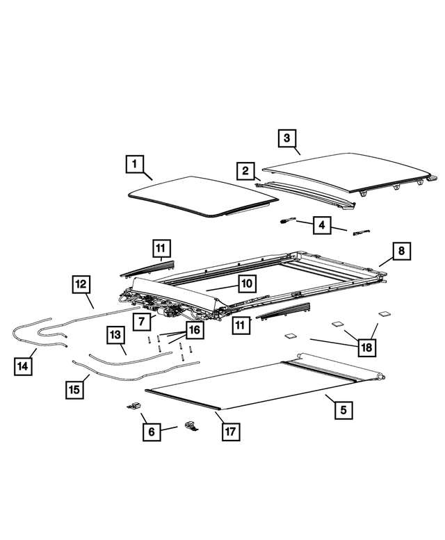« 68081084AA – Body Sheet Metal Except Doors : Glace De Toit Ouvrant MÉcanisme, Côté Droit pour Mopar Image »