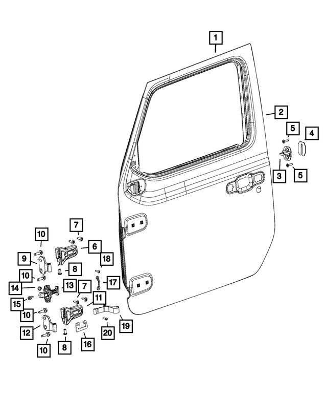 68281910AQ - Doors, Door Mirrors and Related Parts: Front Door, Right for Mopar Image