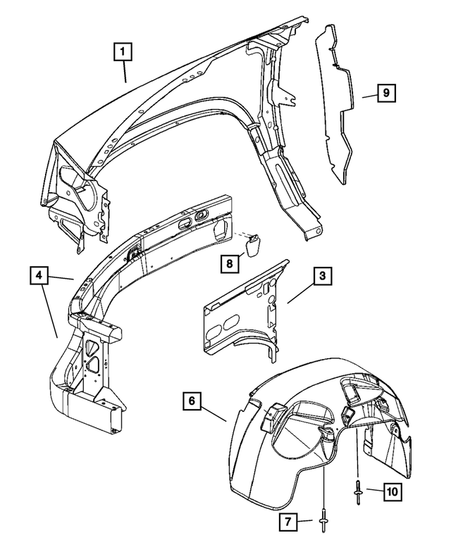 55359683AB - Body Sheet Metal Except Doors: Body Side Aperture Reinforcement, Left for Mopar Image