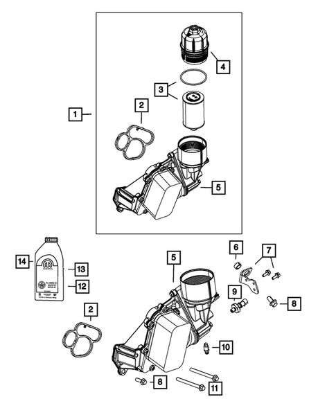 Engine Oiling, Oil Pan and Indicator (Dipstick) for 2014 Jeep Grand Cherokee #1