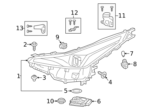 Headlamp Components for 2019 Toyota Prius #0