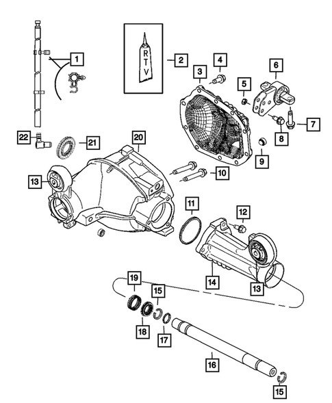 Front Axle;  Housing, Differential and Vent for 2010 Jeep Grand Cherokee #1
