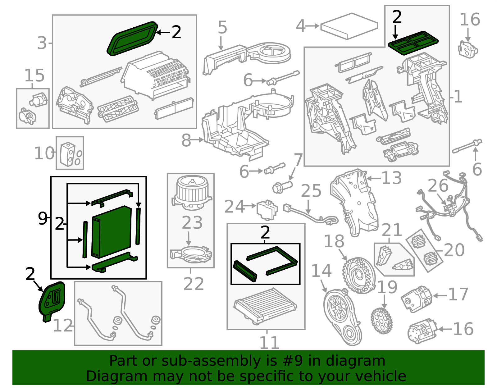 2010-2016 Cadillac SRX Air Conditioning Evaporator Core Kit 22779793 ...