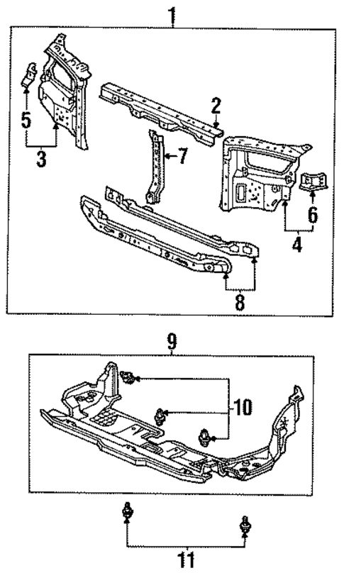Radiator Support for 1998 Isuzu Oasis #0