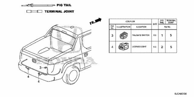Electrical Connectors (RR.) for 2014 Honda Ridgeline #0