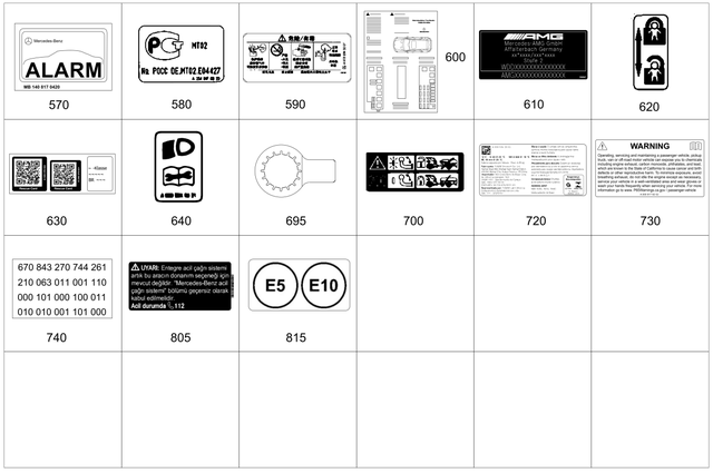 166817570026 - Tools and Accessories: Identification Plate for Mercedes-Benz: GL350, GL450, GL550, GL63 AMG, GLE300d, GLE350, GLE400, GLE43 AMG, GLE450 AMG, GLE550e, GLE63 AMG, GLE63 AMG S, GLS350d, GLS450, GLS550, GLS63 AMG, ML250, ML350, ML400, ML550, ML63 AMG Image image