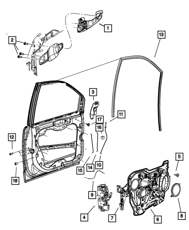 1NA54EBGAF - Doors, Door Mirrors and Related Parts: Exterior Door Handle, Right for Mopar Image image