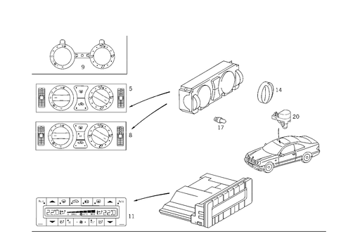 Heating/Air-Conditioner Operating Unit for 1999 Mercedes-Benz CLK 430 #0