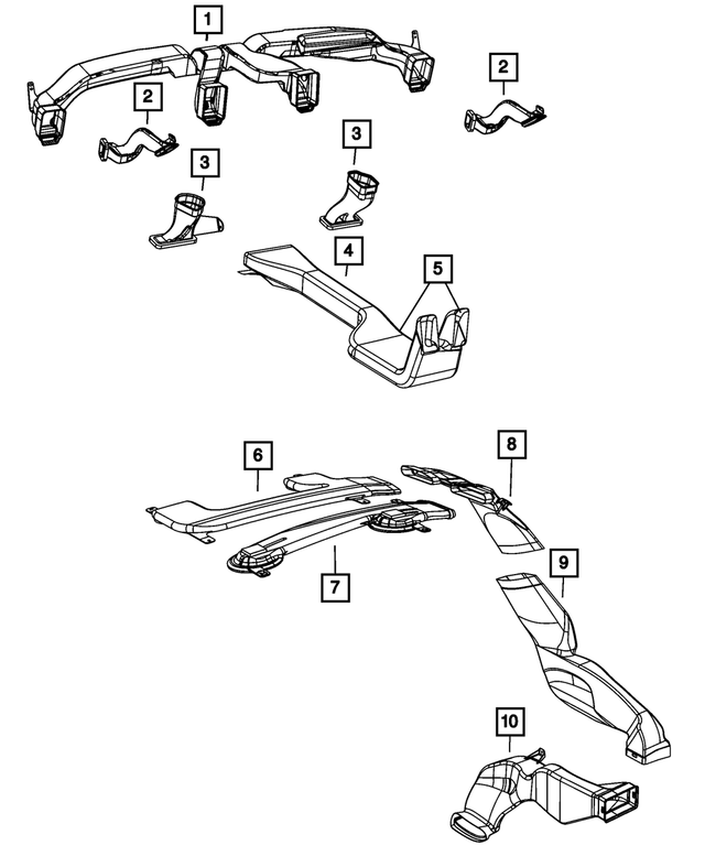 55038060AC - Air Conditioners and Heaters: Floor Distribution Duct, Right for Mopar Image