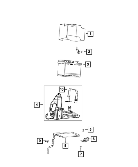 Battery, Battery Tray and Cables for 2019 Jeep Compass #2