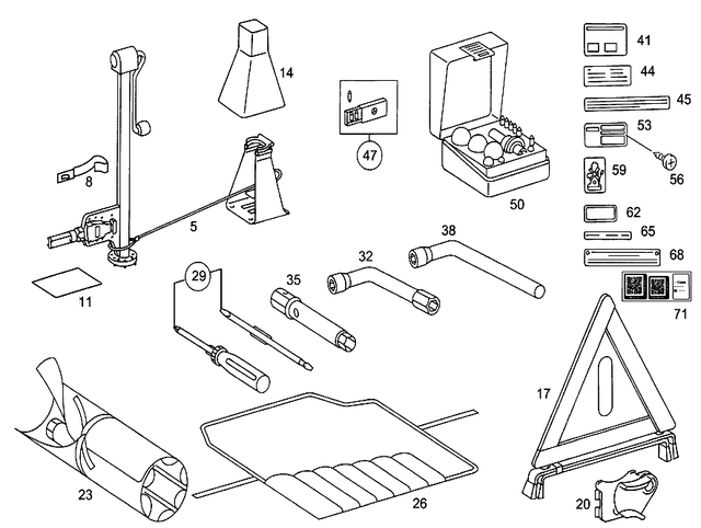 1245830915 - Tools An Accessories: Jack for Mercedes-Benz: 190D, 190E, 560SL Image image