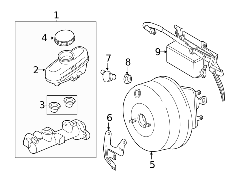 Master Cylinder - Components On Dash Panel for 2010 Ford Crown Victoria #0