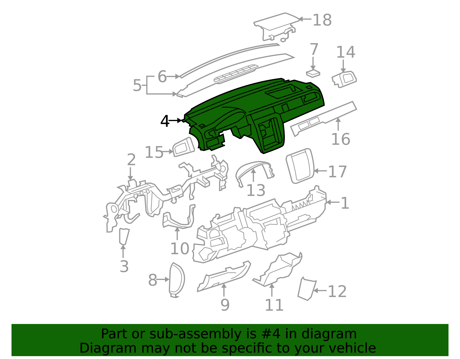 2012-2013 Chevrolet Avalanche Dark Titanium Instrument Panel 23224744 ...