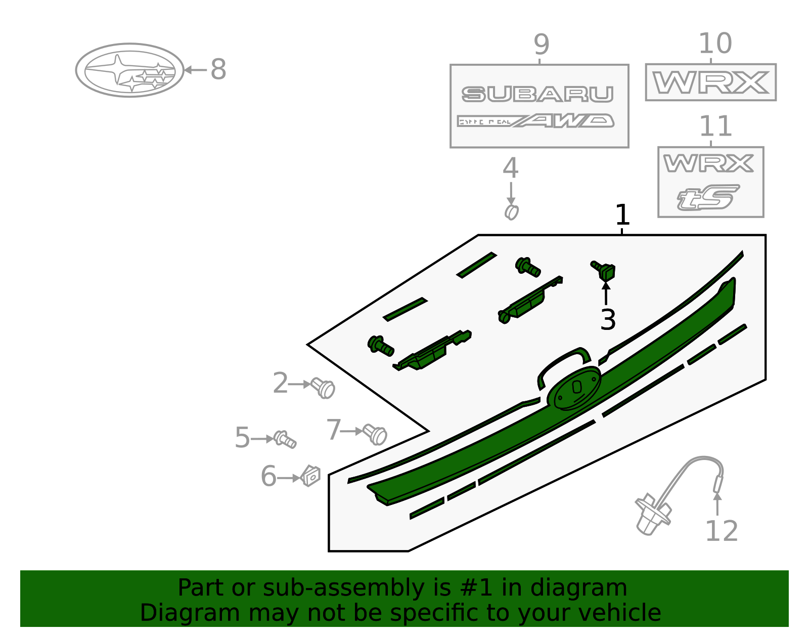 2022-2025 Subaru WRX Trunk Lid Trim 91189VC001 | Subaru Online Parts
