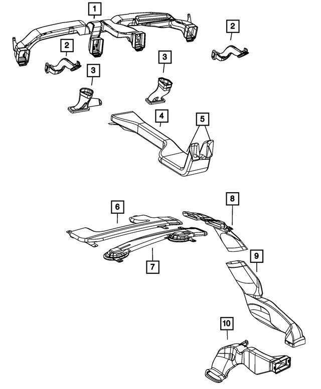 68096243AB - Air Conditioners and Heaters: Center Distribution Duct for Mopar Image image