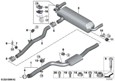 Exhaust System, Rear for 2016 BMW 740eX #0