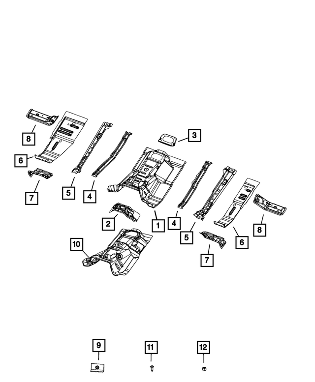 « 68298304AC – Body Sheet Metal Except Doors : Plancher Avant Cuvette, Côté Droit pour Mopar Image »
