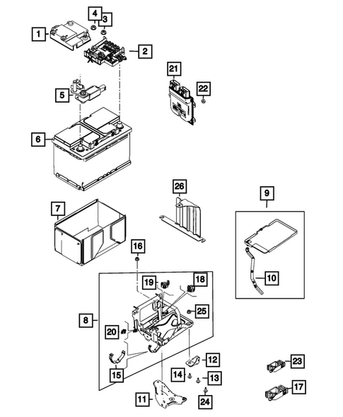 Battery, Battery Tray and Cables for 2025 Alfa Romeo Tonale #0