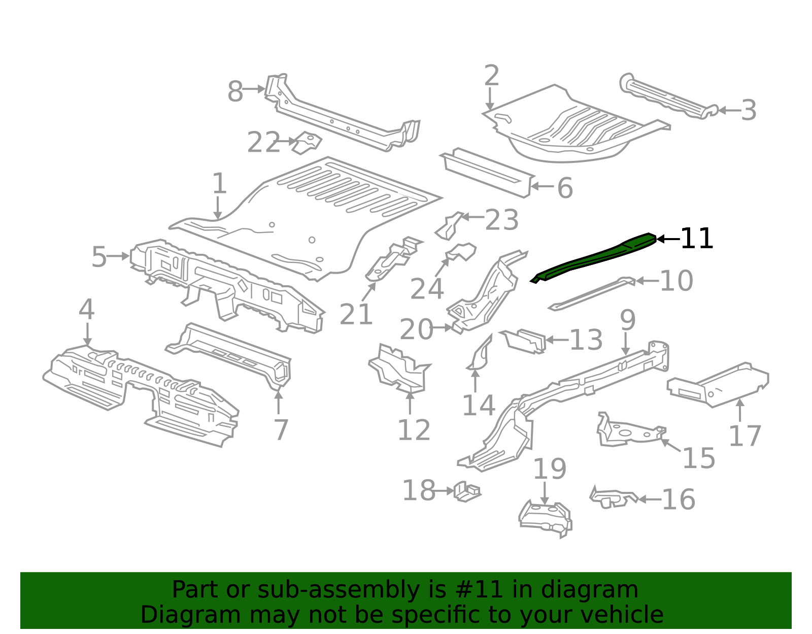 2017-2019 Buick LaCrosse Passenger Side Underbody Rear Side Rail ...