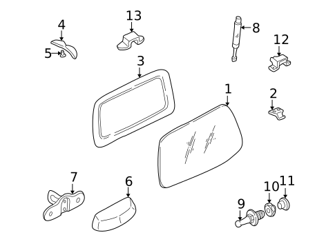 Glass - Lift Gate for 2001 Hyundai Santa Fe #0