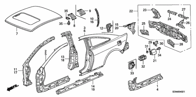 Outer Panel - Roof Panel (Plasma Style Panel) for 2004 Honda Accord #0
