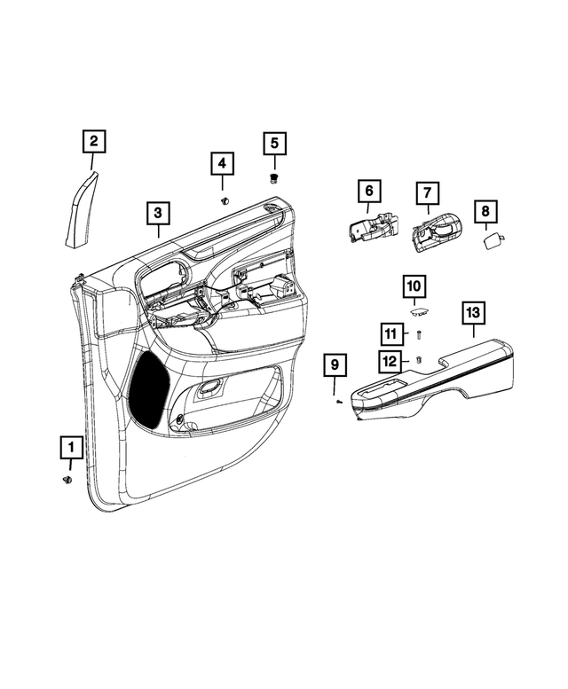 1YK17DX9AA - Interior Trim: Front Door Trim Panel, Left for Mopar Image