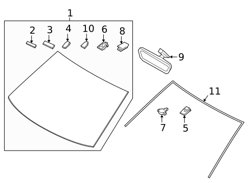 Glass - Windshield for 2019 Hyundai Kona #0
