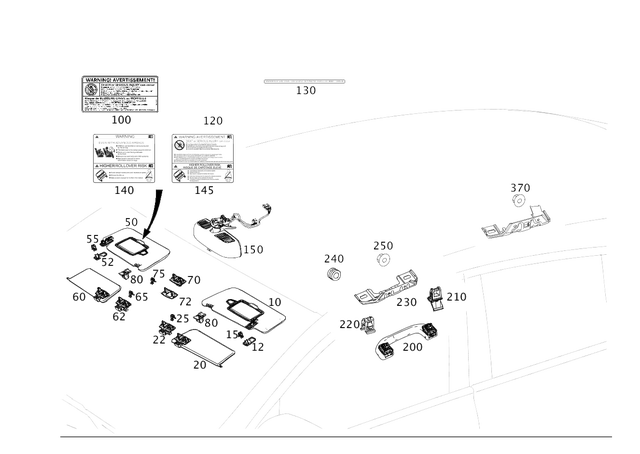 2058100110 - Trim and Lining: Sun Visor for Mercedes-Benz: C350e, C400, C450 AMG, C63 AMG, GLC43 AMG, GLE43 AMG, GLE450 AMG, GLE63 AMG S Image image