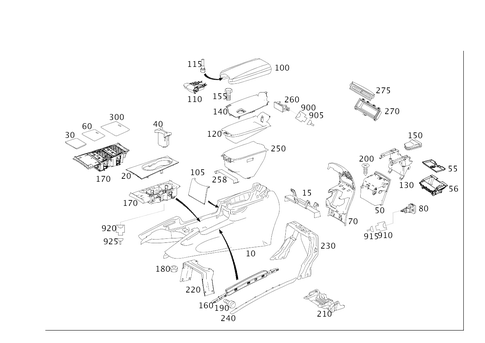 Housing with Tray, Armrest, and Ashtray for 2005 Mercedes-Benz ML350 #0