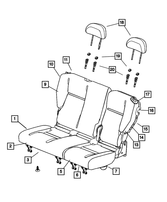 « 1GF561DBAA – Interior Trim : Coussin De Siège Arrière Couvercle pour Mopar Image »