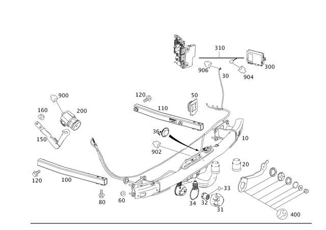 2073100004 - Trailer Hitch: Trailer Hitch for Mercedes-Benz: C250, C300, C350, C63 AMG, E550 Image image