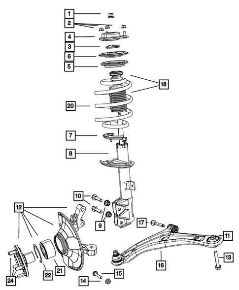 Front Suspension, Strut and Cradle for 2008 Dodge Caliber #0