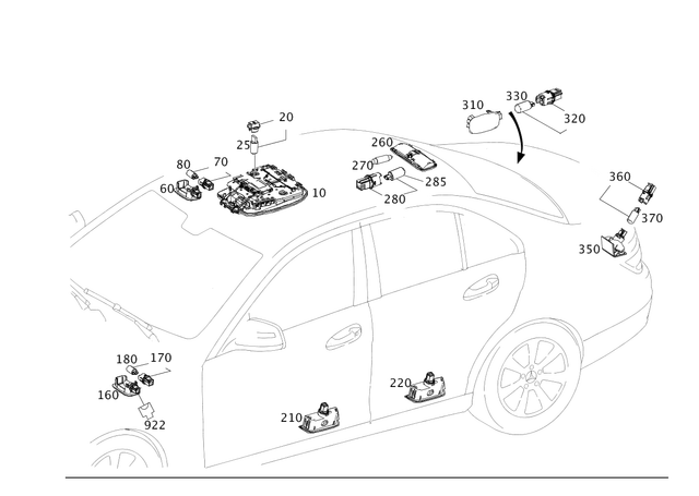 2048202201 - Electrical System: Interior Lamp for Mercedes-Benz: C250, C300, C350, C63 AMG, GLK250, GLK350 Image image