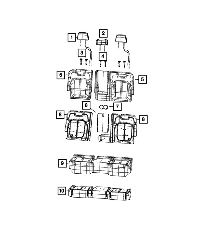 6PL84TX7AC - Interior Trim: Headrest Sleeve, Non-locking for Jeep: Grand Cherokee, Grand Cherokee L Image