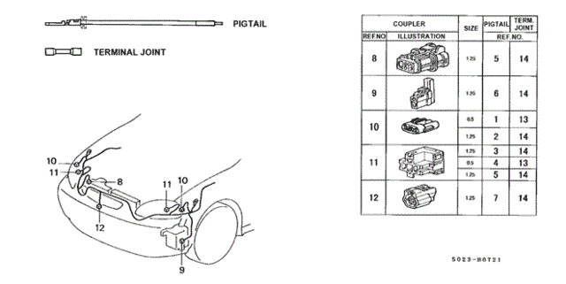 Electrical Connectors (FR.) ('99-) for 1999 Honda Civic #0