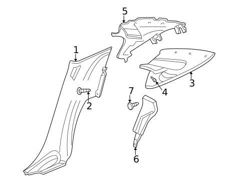 Interior Trim - Quarter Panels for 2002 Dodge Stratus #1