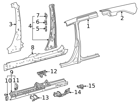 Center Pillar & Rocker for 2024 Toyota Sienna #0
