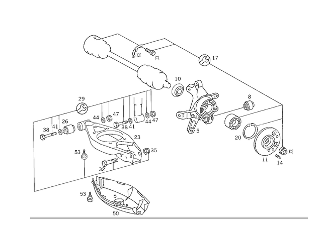 2013502132 - Rear Axle: Wheel Carrier for Mercedes-Benz: 190, 190D, 190E, 200, 200D, 300CE, 300D, 300E, 300SL, 500SL, 600SL Image image