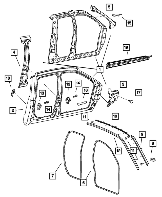 55275683AC - Body Sheet Metal Except Doors: Bodyside Seal Retainer, Left for Mopar Image image